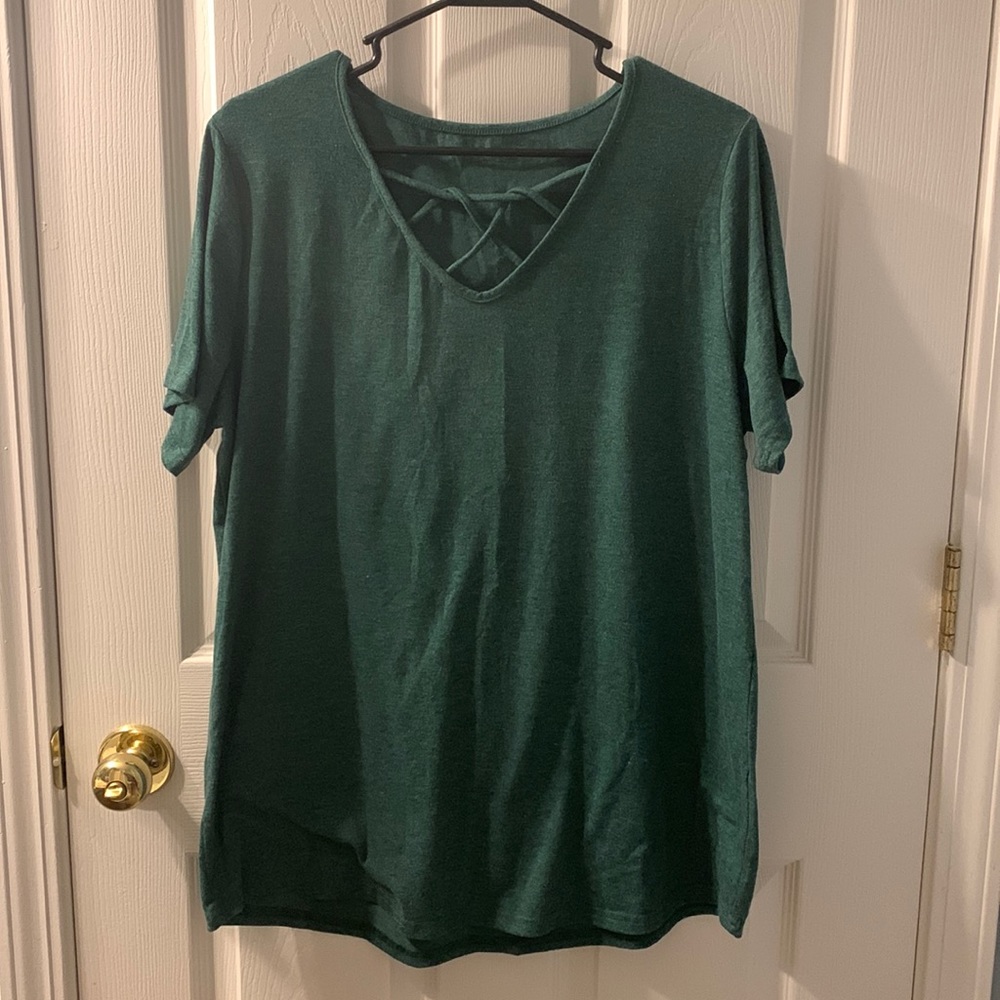 Forest green cross cross front top